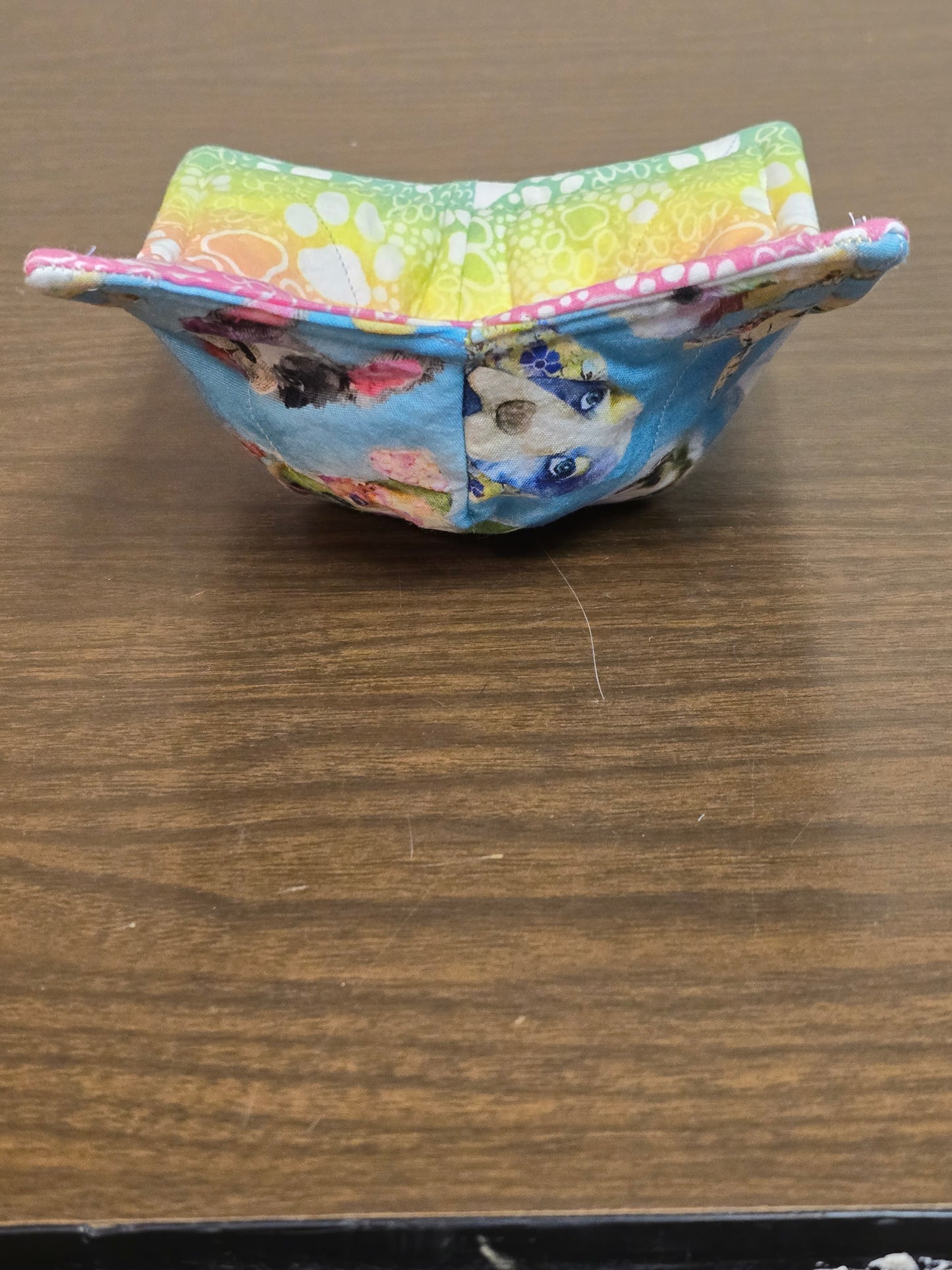 Microwavable Cozy Bowl-Multi color dogs with neon paw print