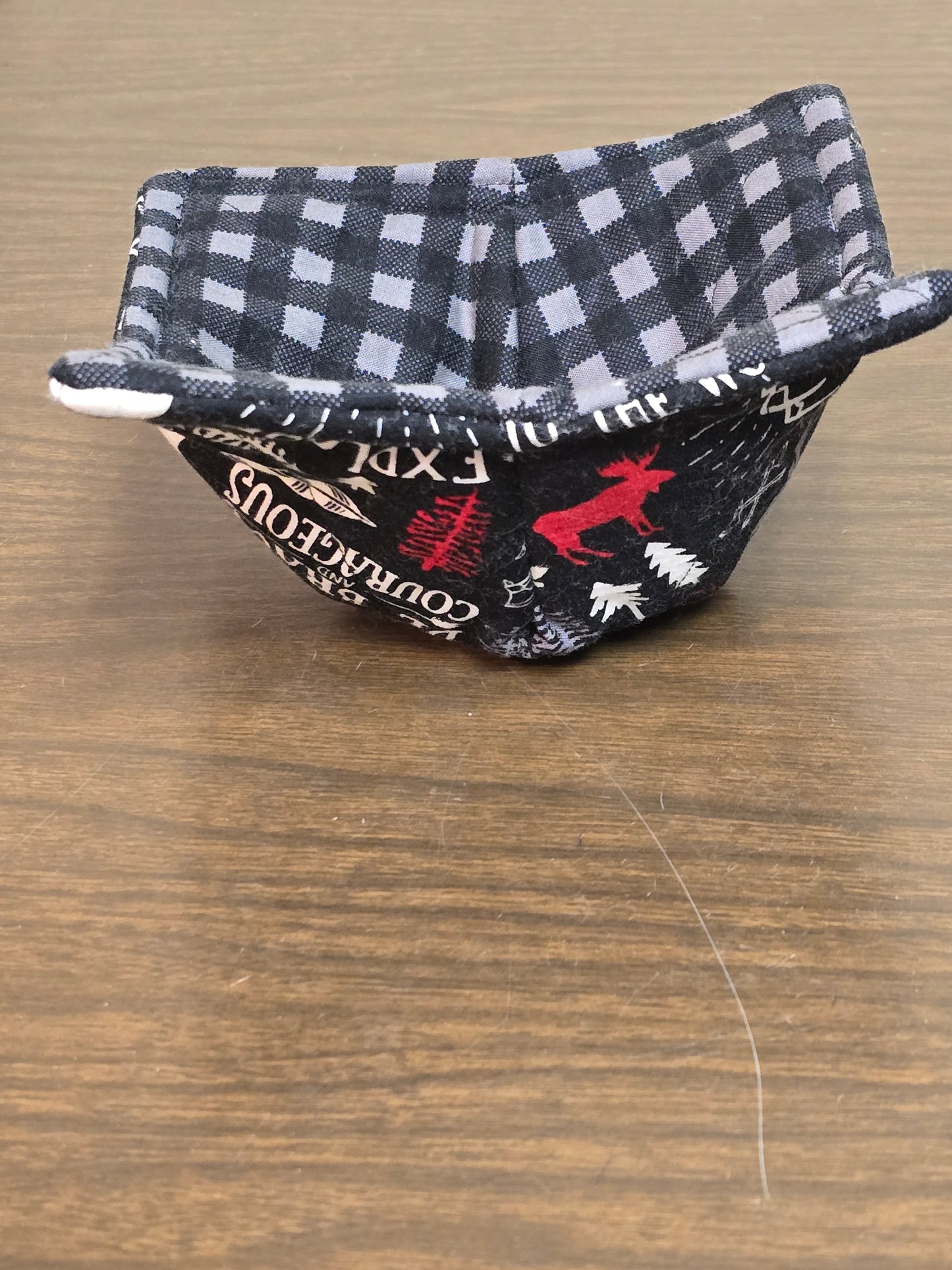 Microwavable Cozy Bowl-Outdoorsman with grey plaid