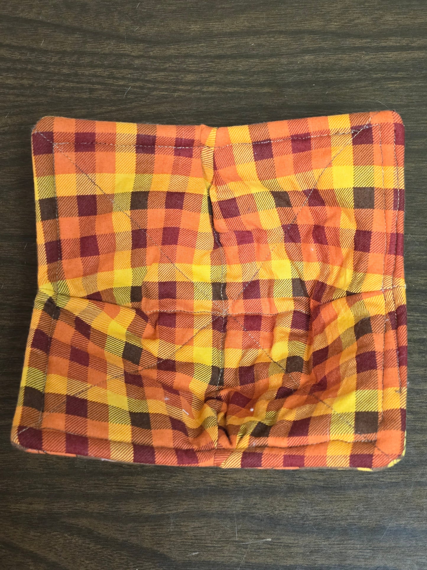 Microwavable Cozy Bowl-Fall leaves with orange plaid