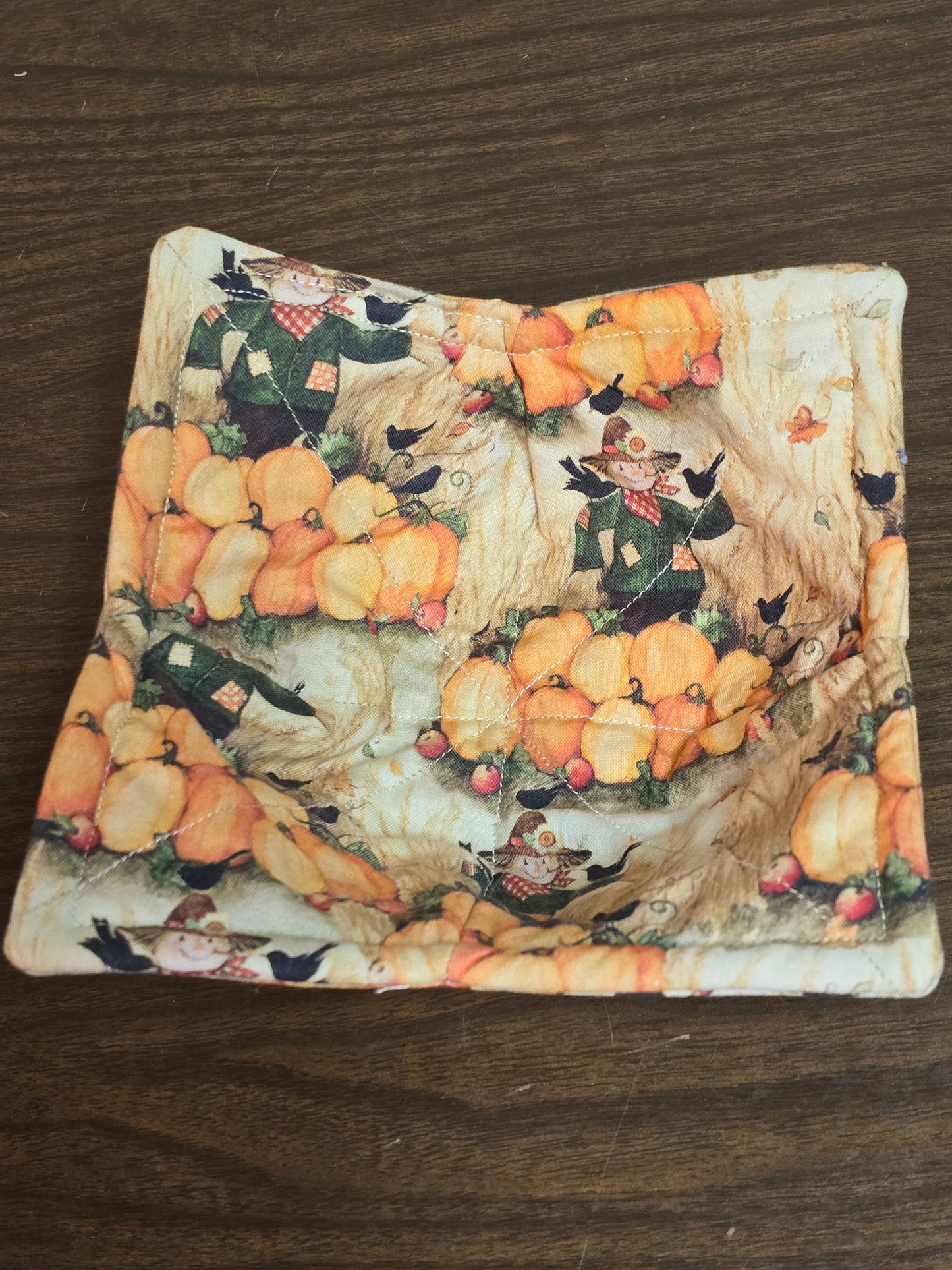 Microwavable Cozy Bowl-Fall scarecrow with pumpkins double sided