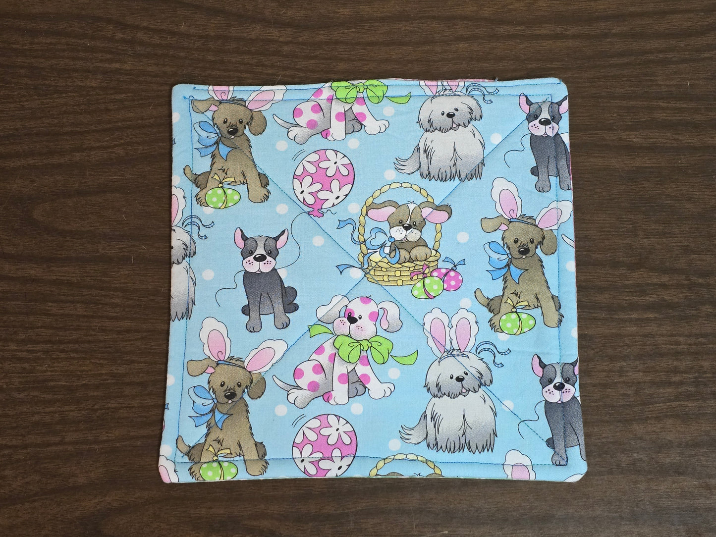 Pot-Holder-Easter dogs with neon paw print