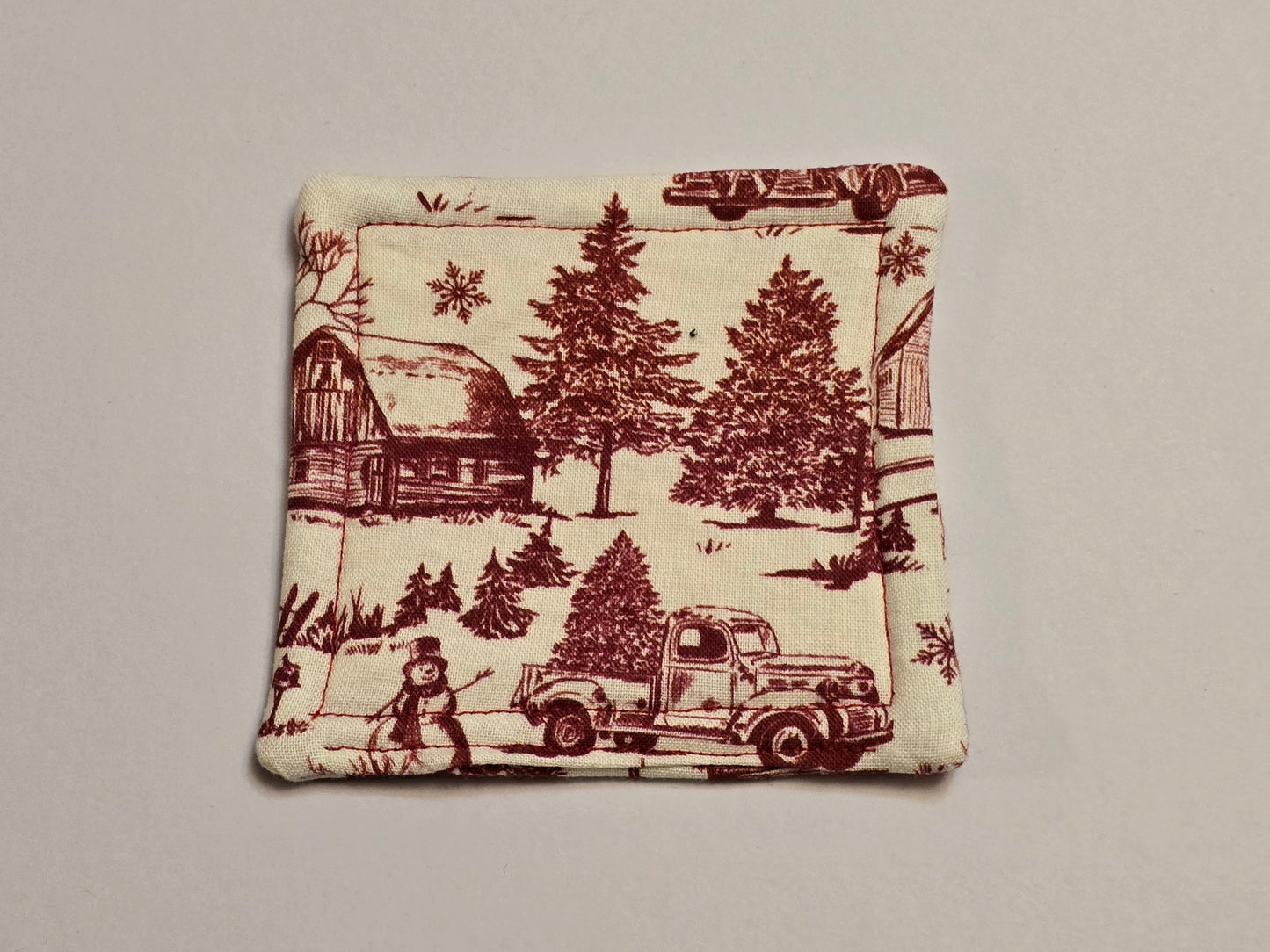 Coaster-Christmas country farm/double sided