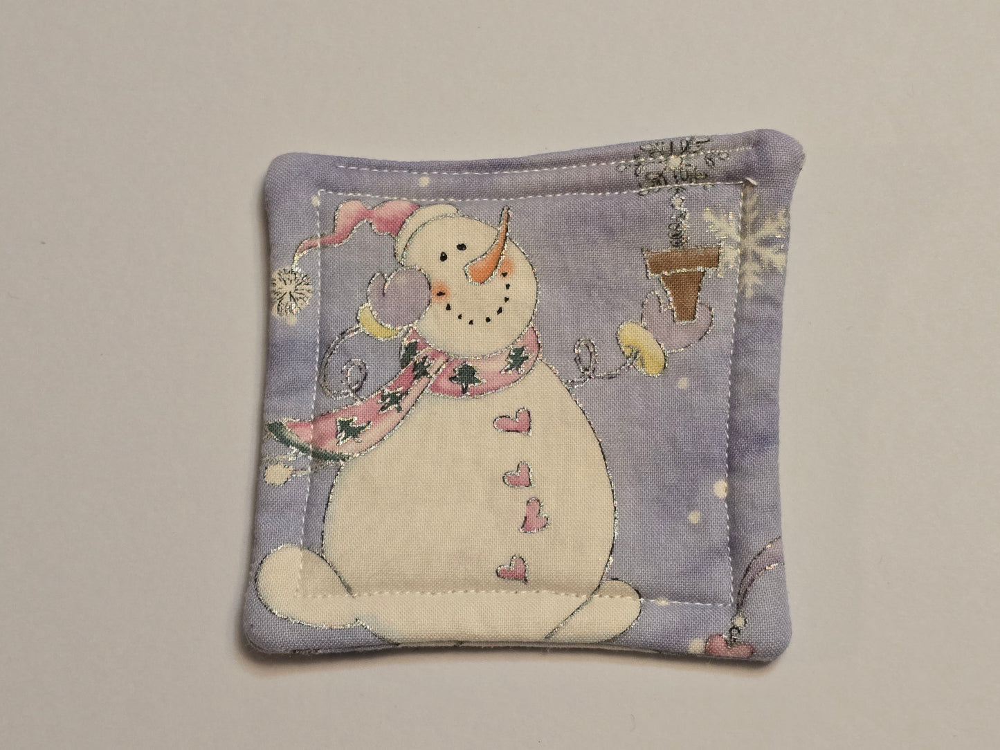 Coaster-Christmas whimsical snowman/double sided