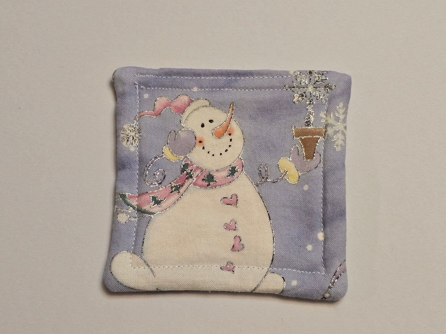 Coaster-Christmas whimsical snowman/double sided