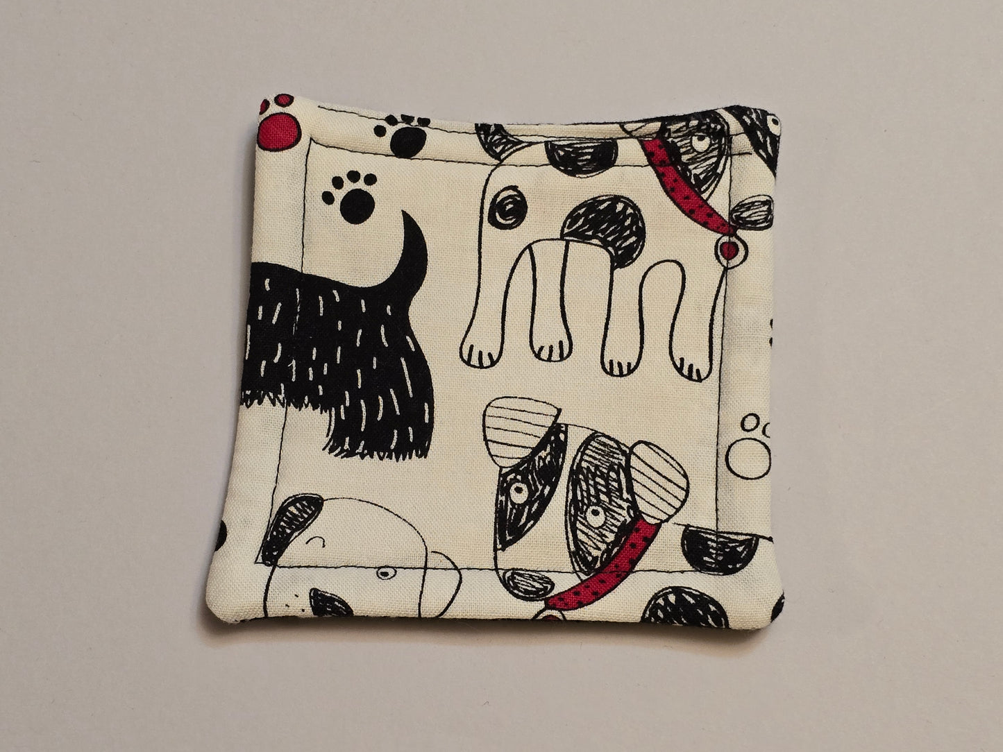 Coaster-Dogs and bones/black and white paw print