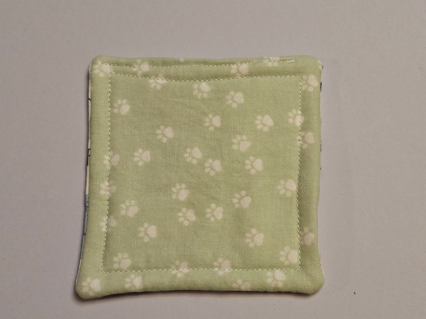 Coaster-Cat/light green paw print