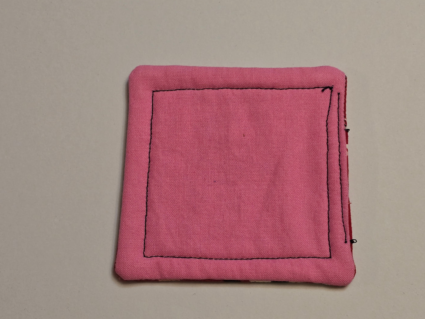 Coaster-I woof u with pink paw print with hot pink