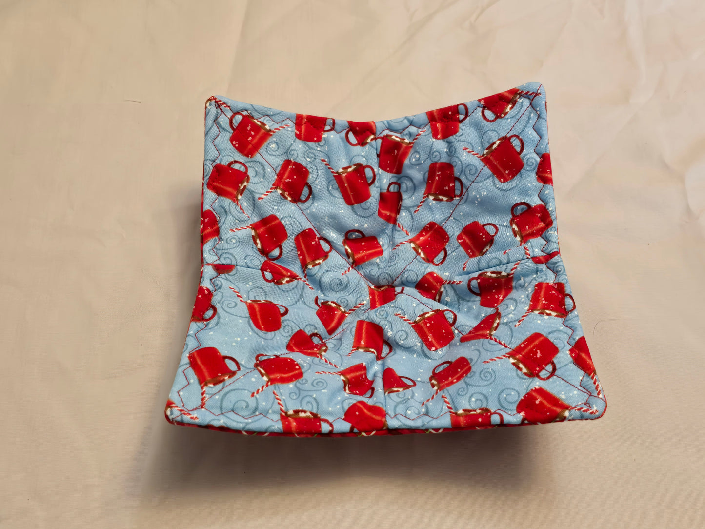 Plate Cozy-Christmas hot cocoa red and green plaid