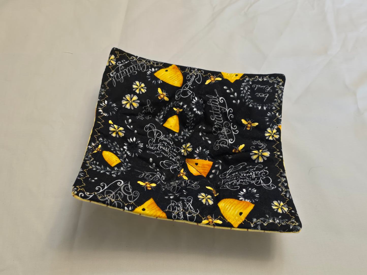 Plate Cozy-gold bee hive and yellow honey comb