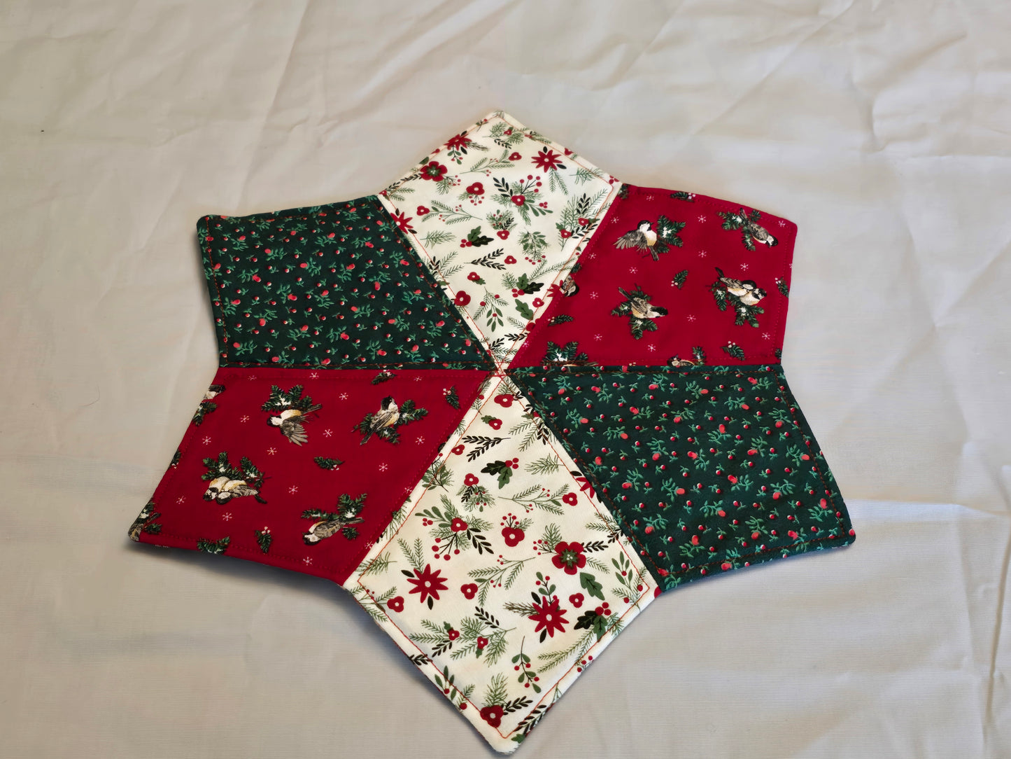 Birds on red berries Christmas Table Topper