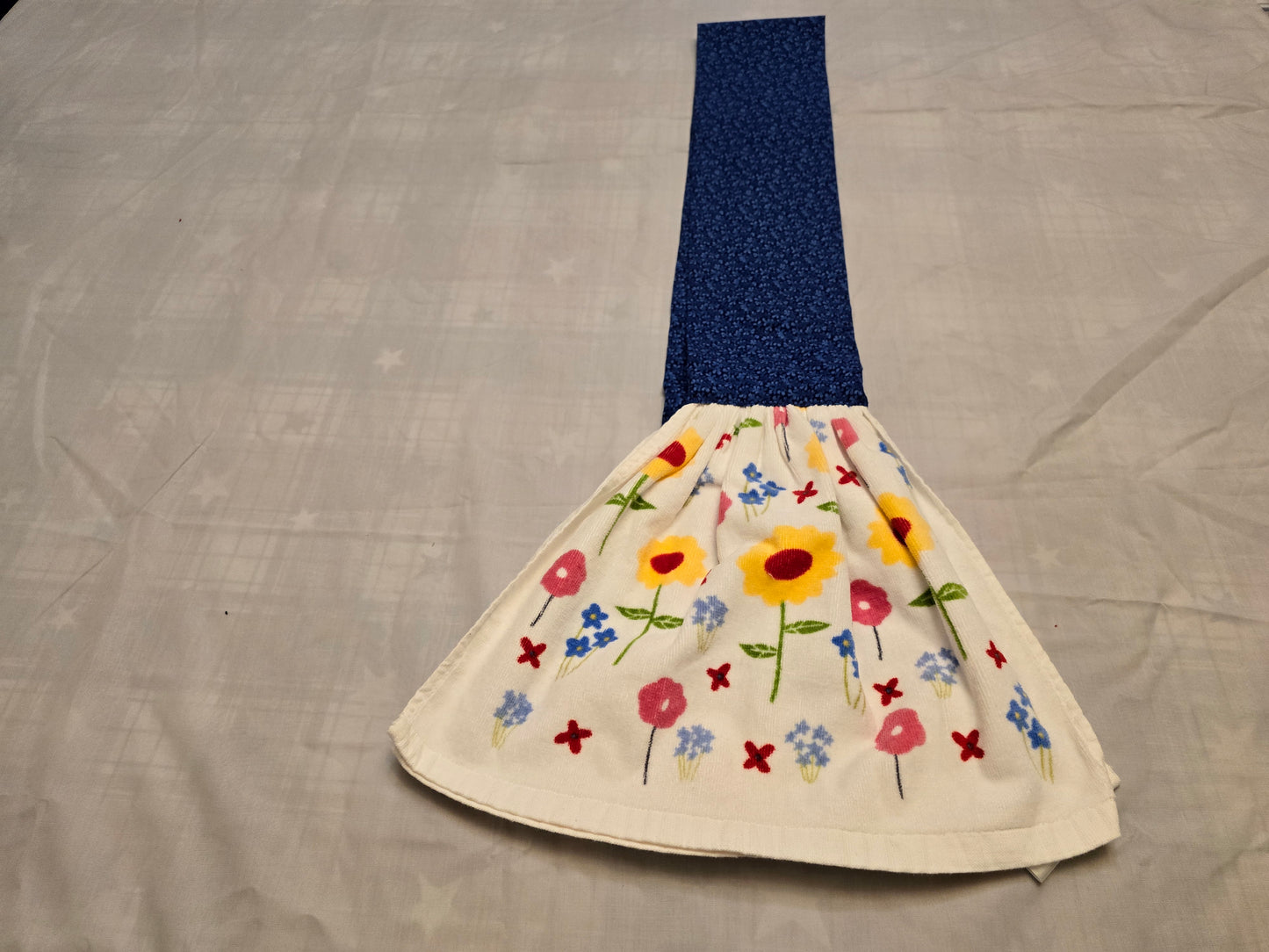 Kitchen Towel Scarf-Floral with dark blue