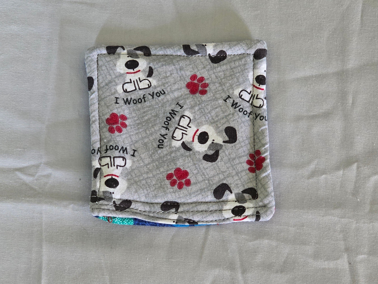 Coaster - I Woof You with Multi Color Paw Prints