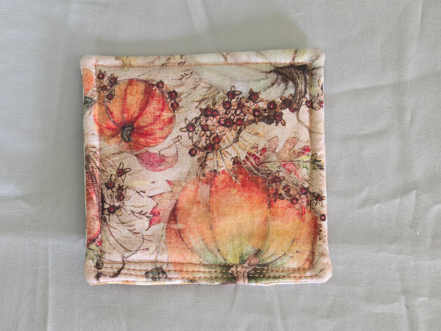 Coaster - Fall pumpkins with Brown plaid