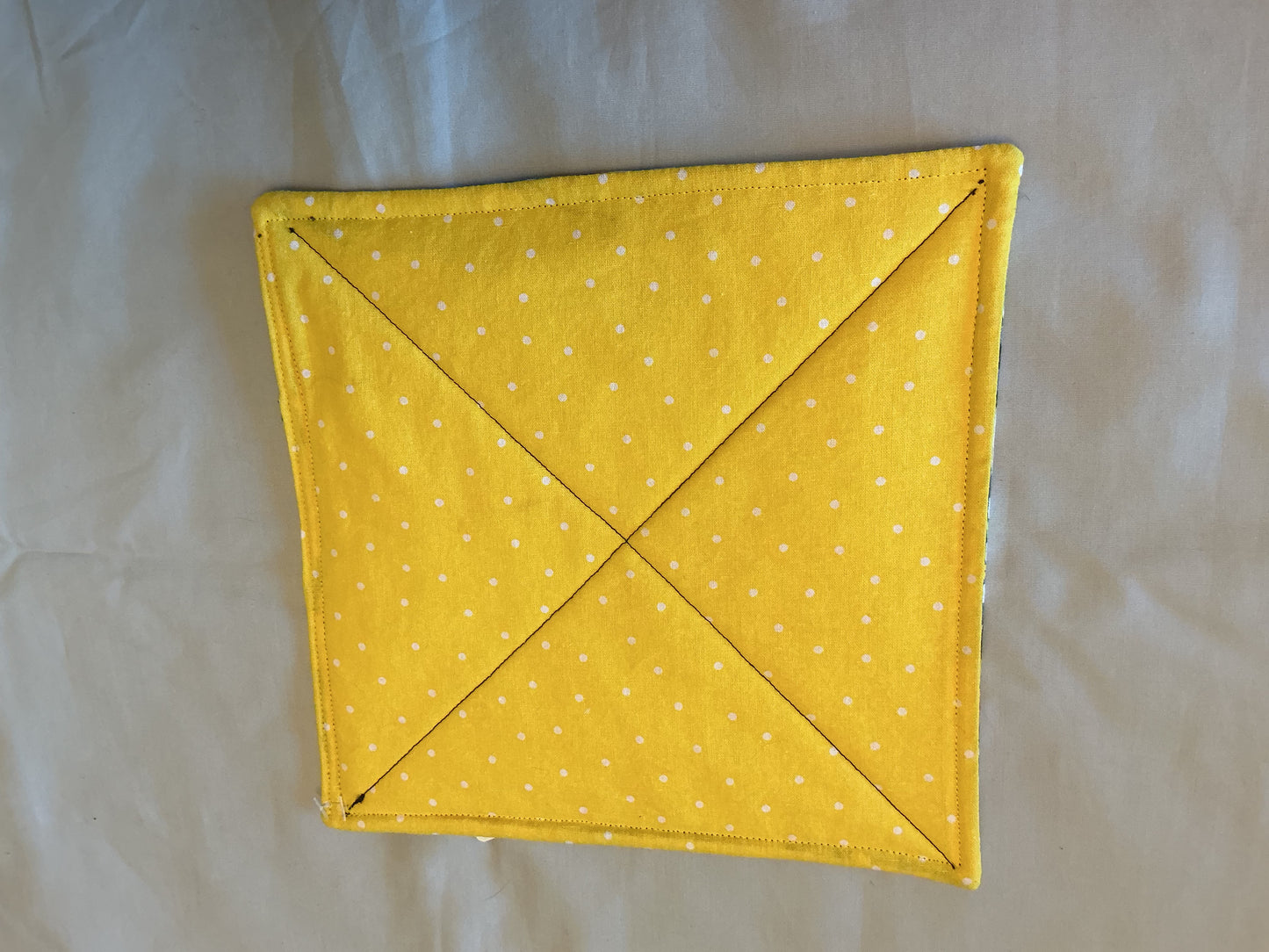 Pot holder-sunflowers and yellow truck/yellow