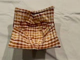 Microwaveable Cozy Bowl - Trees and Scarecrow with Brown and Gold Plaid
