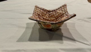 Microwaveable Cozy Bowl - Trees and Scarecrow with Brown and Gold Plaid