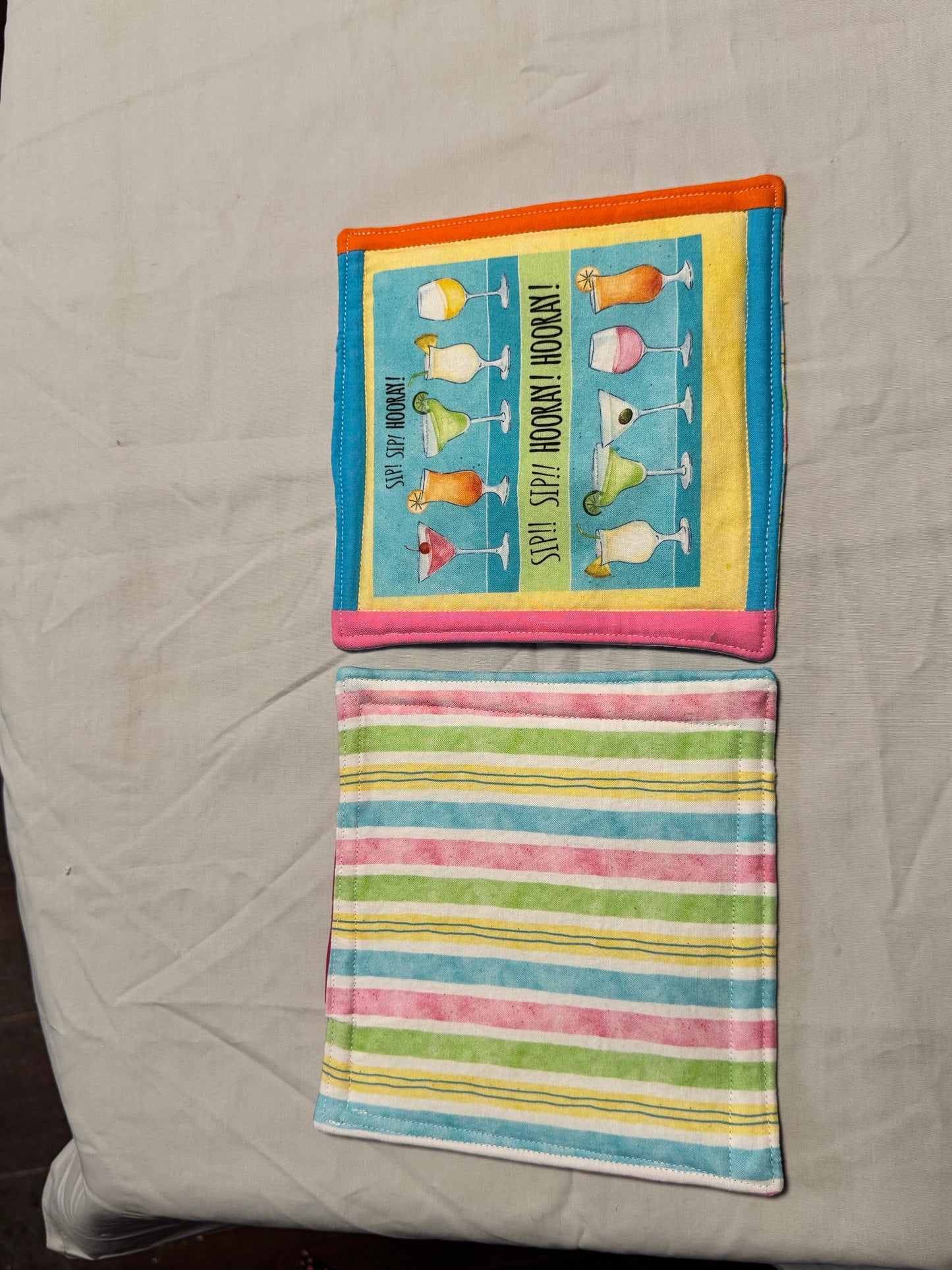 Pot-Holder-sip sip hooray/stripes/lemon/lime