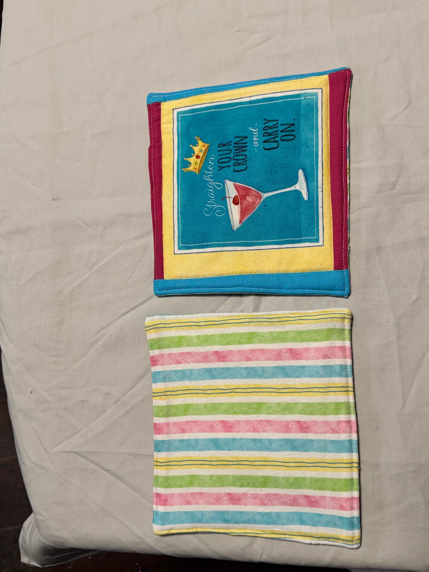 Pot-Holder-straighten your crown/stripes/lemon/lime