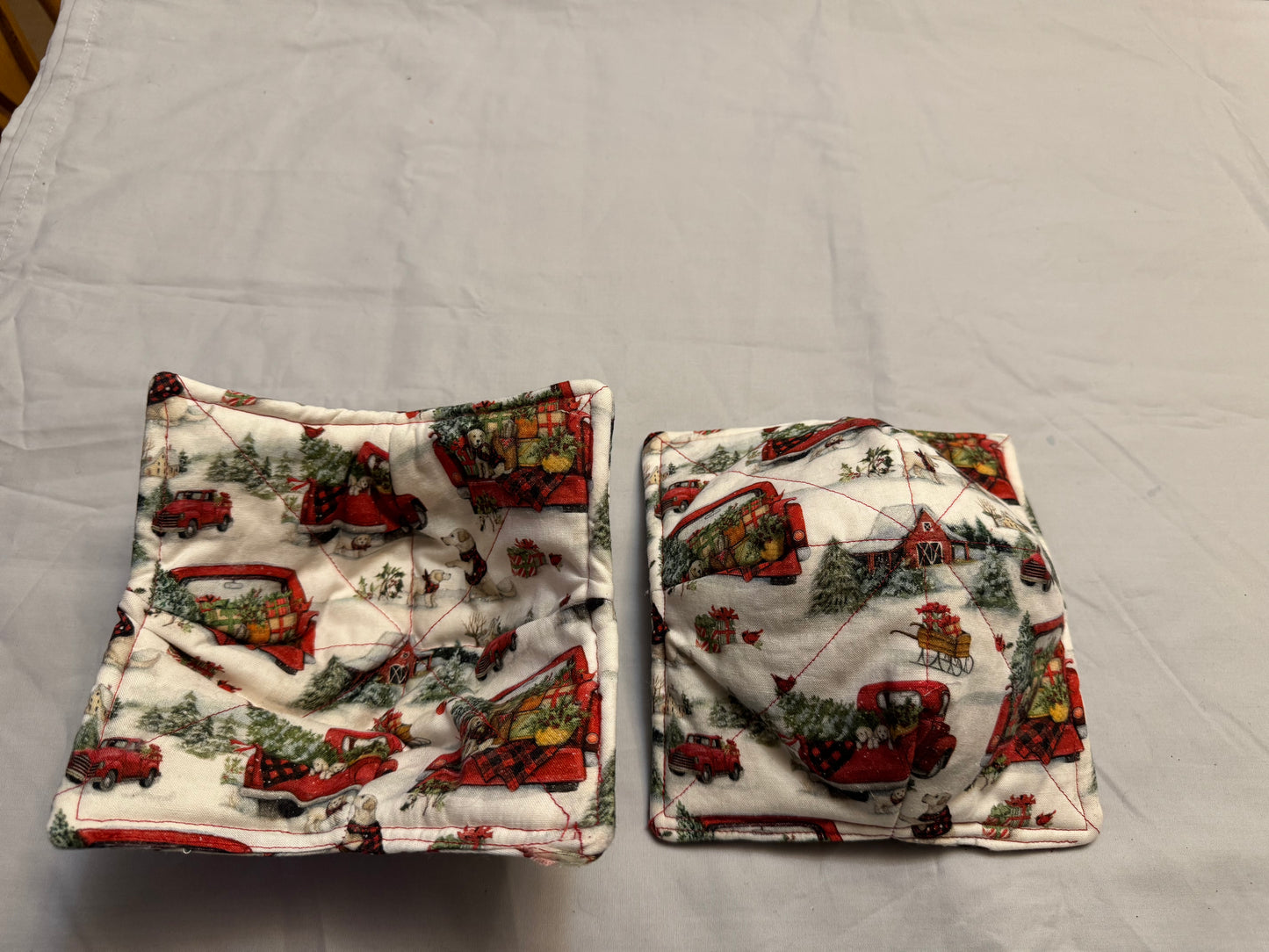 Cozy bowl-Christmas dogs with red truck double sided