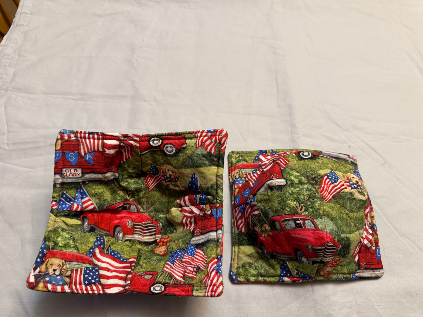 Cozy bowl-4th of July dogs with red truck double sided