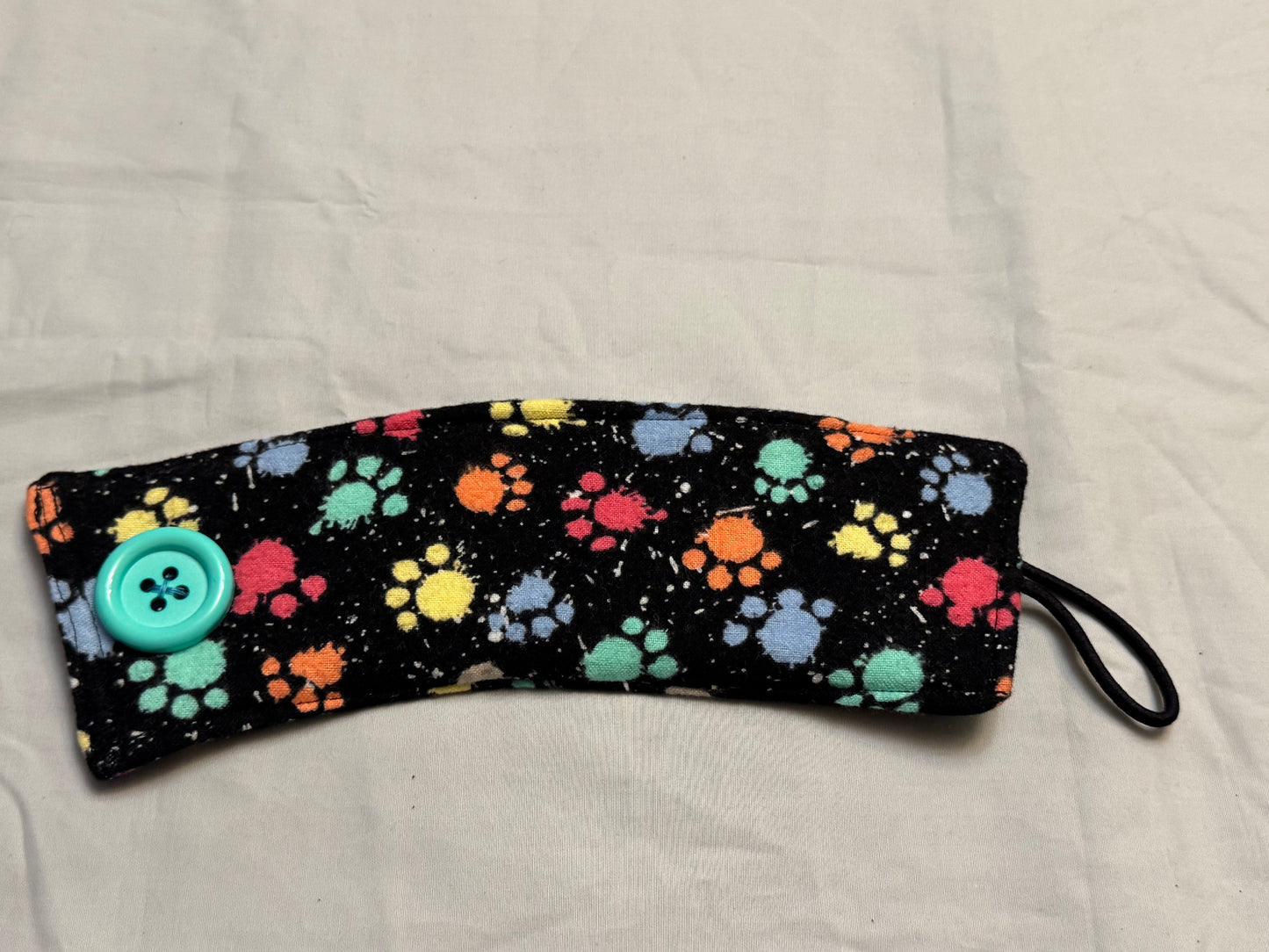 Coffee cup cozy-Neon paw print