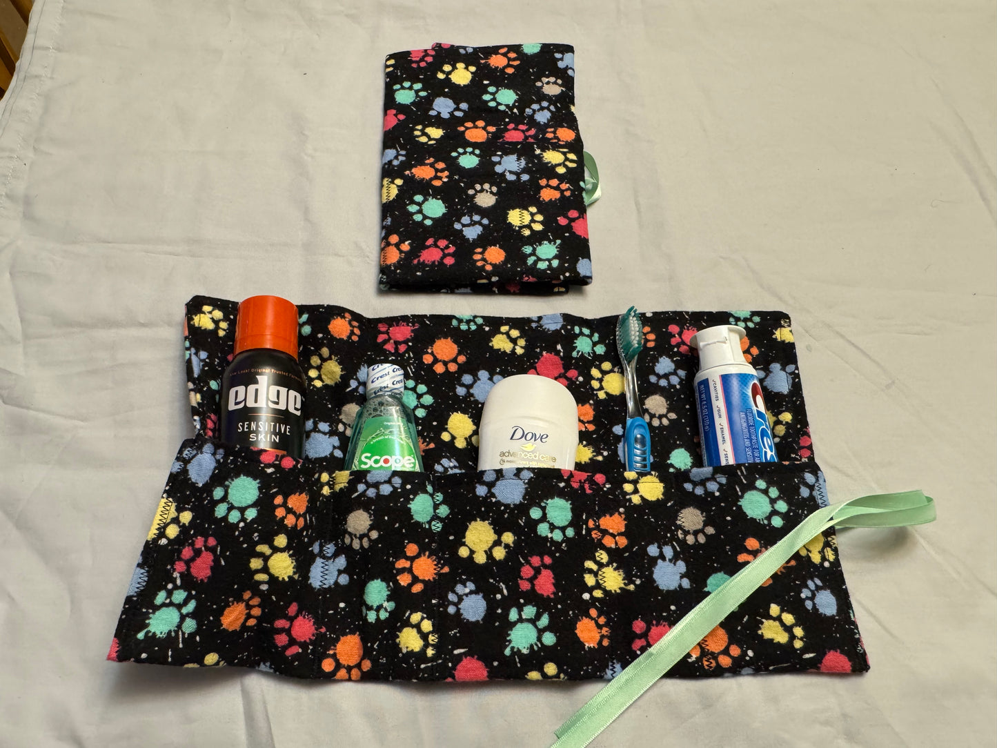 Hygiene roll up kit neon paw print