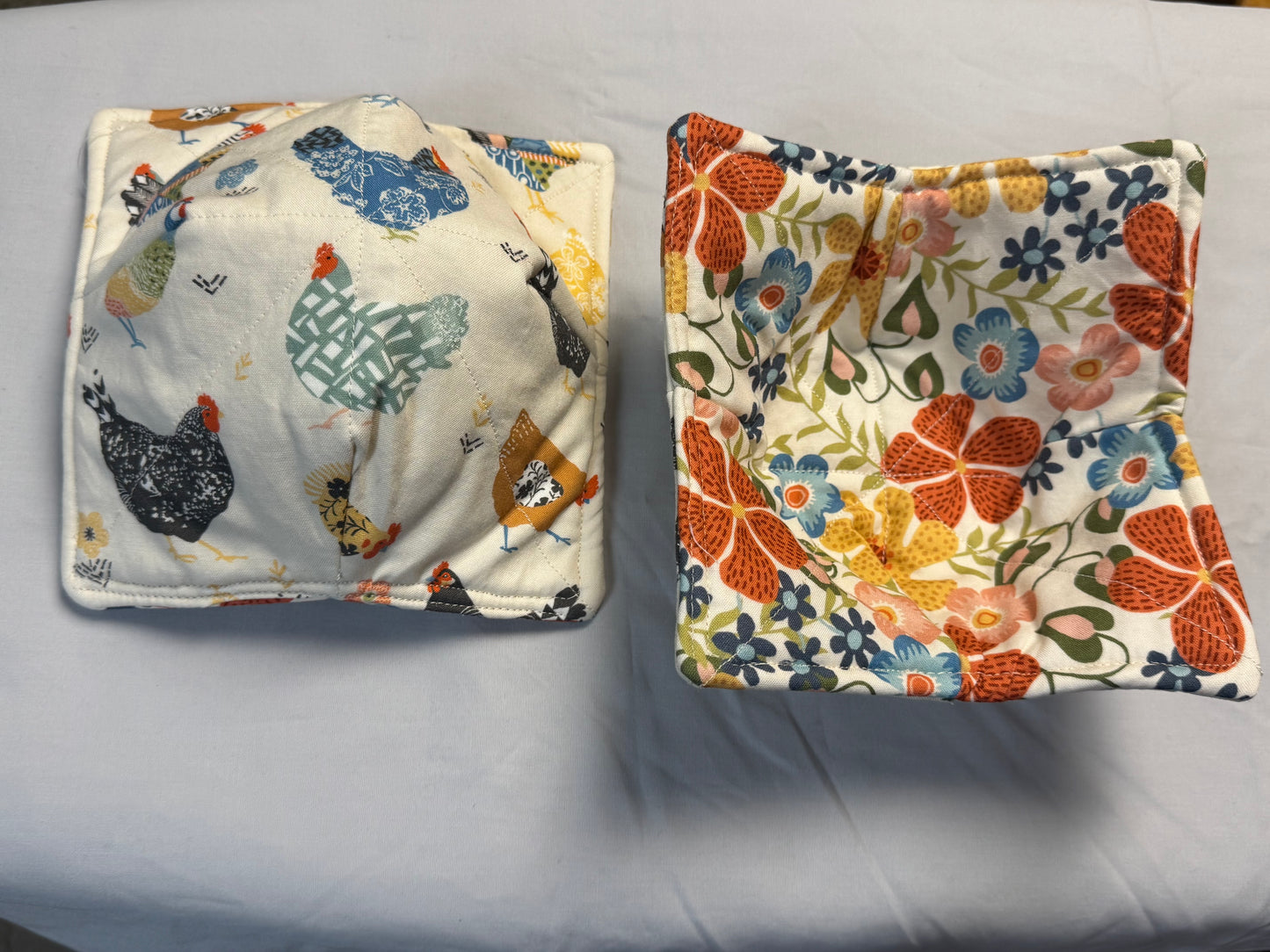 Cozy bowl-Floral chickens/colorful flowers
