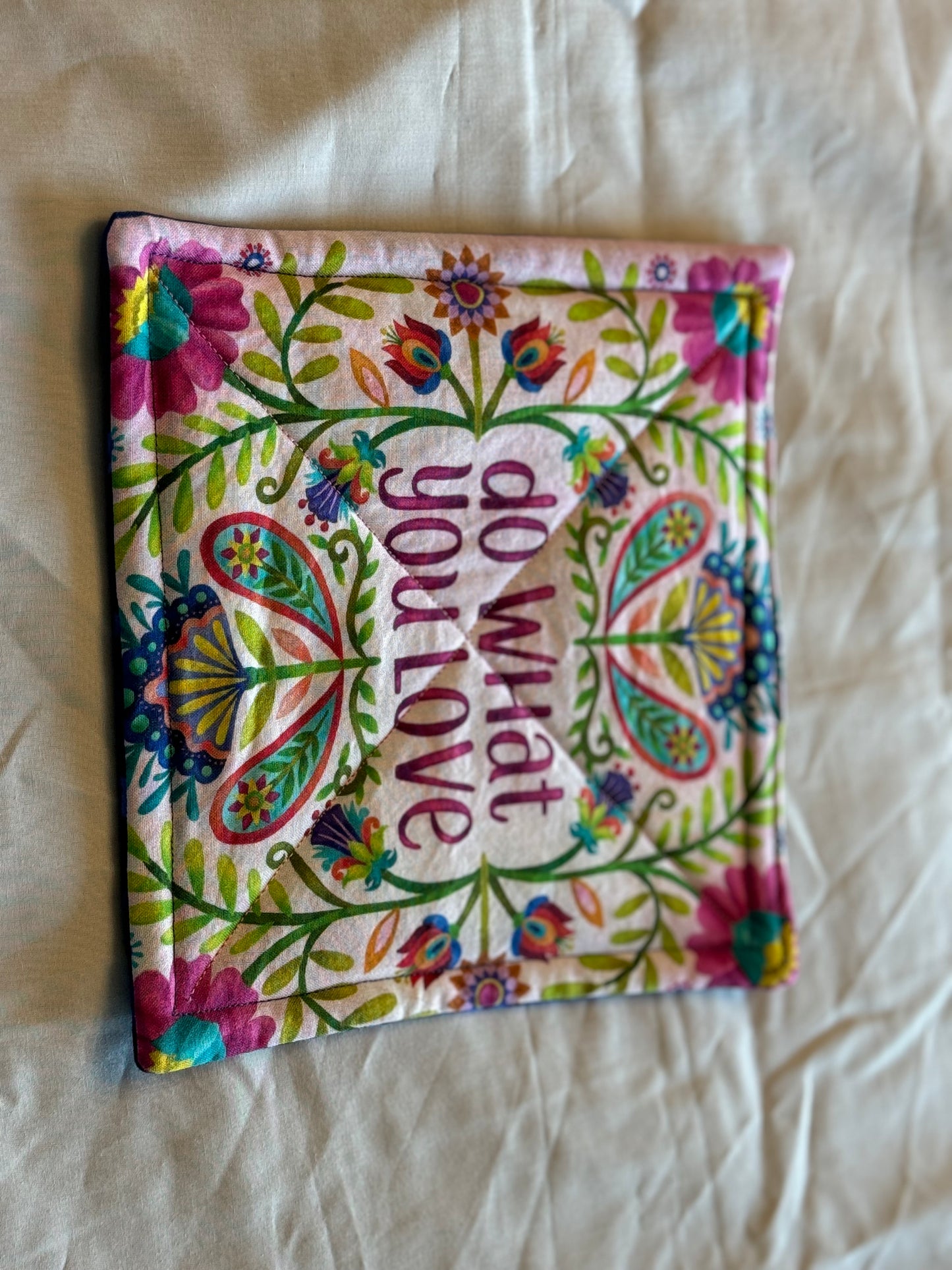 Pot Holder-Floral butterfly purple, orange-love