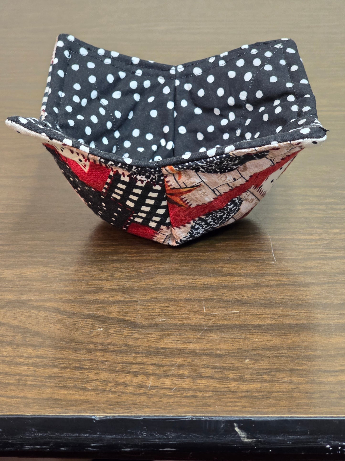 Microwavable Cozy Bowl-Rooster with white polka dot