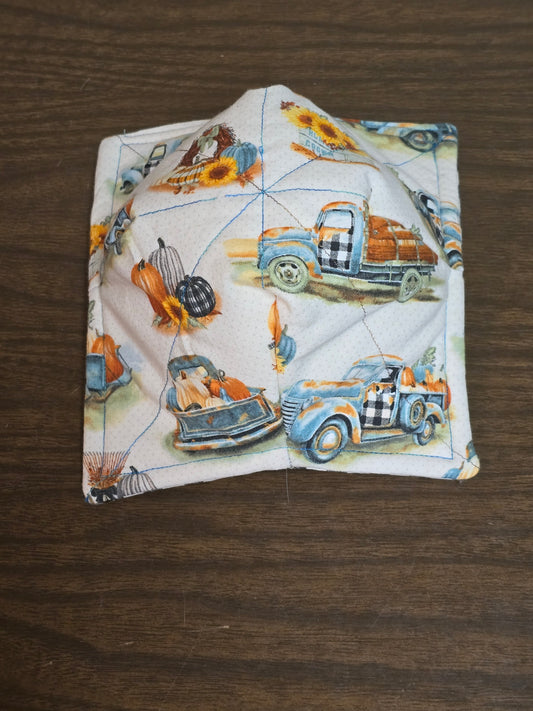 Microwavable Cozy Bowl-Fall truck with pumpkins and black and white plaid