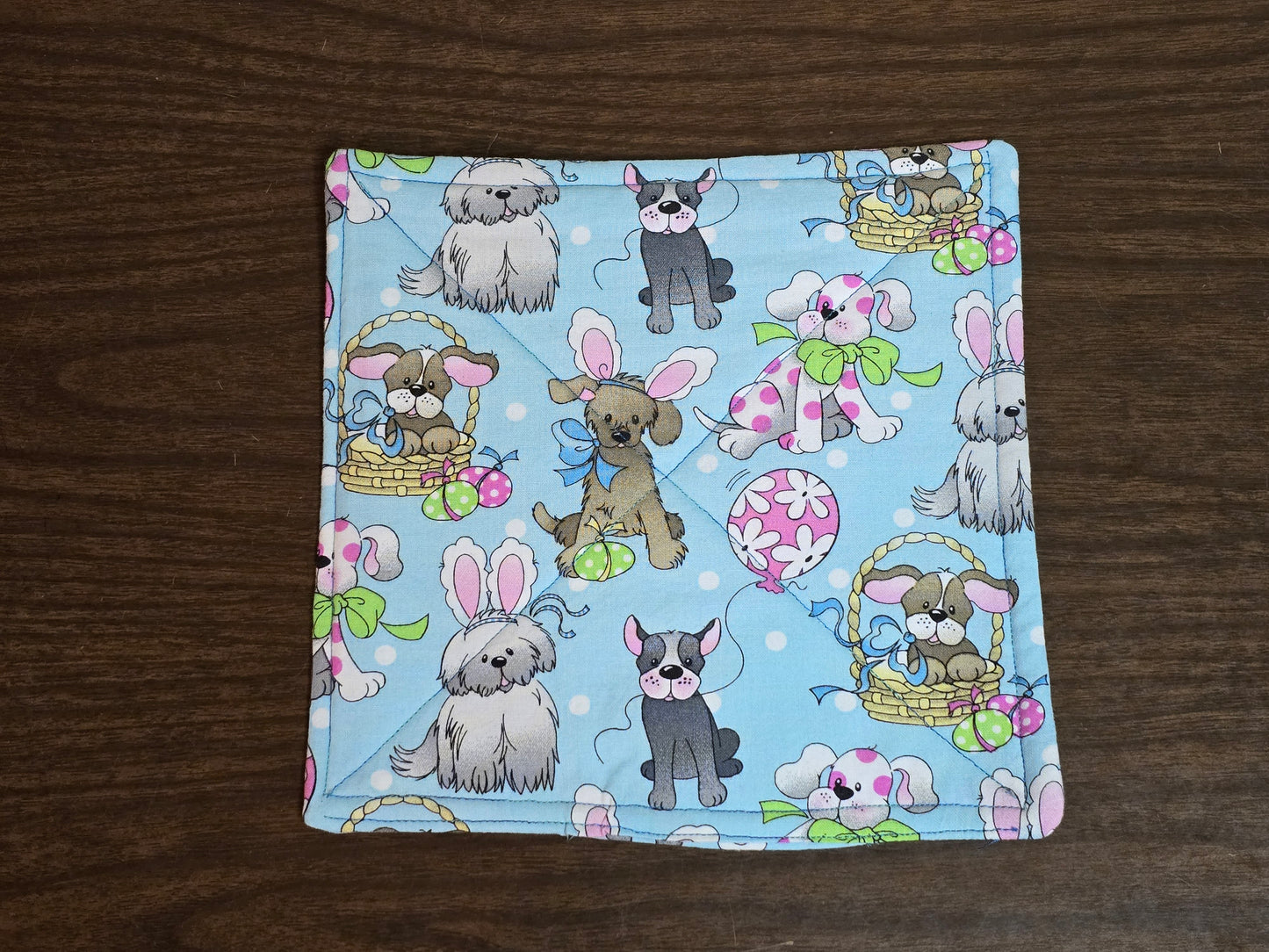 Pot-Holder-Easter dogs-double sided