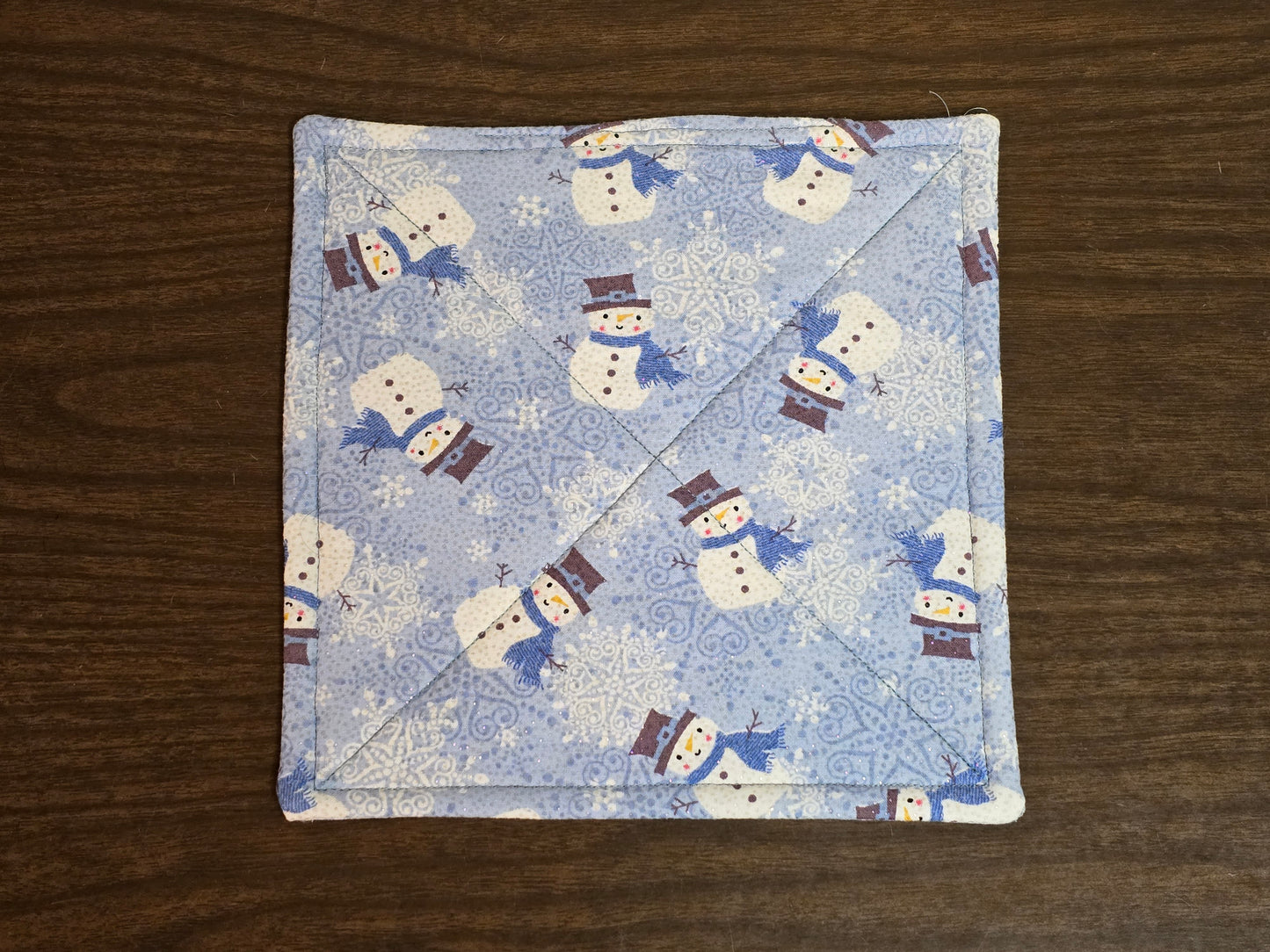 Pot-Holder-Christmas snowflake and snowman