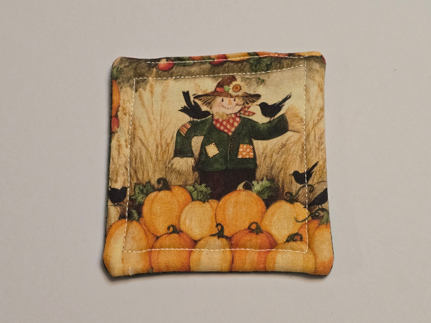 Coaster-Fall scarecrow and pumpkins/green