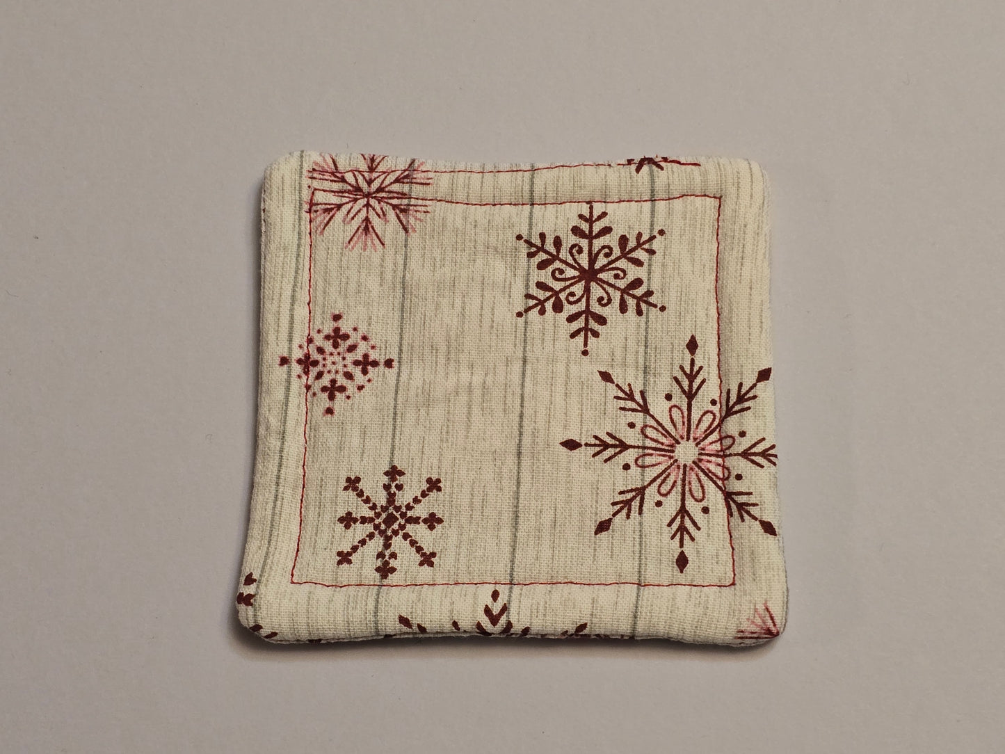 Coaster-Christmas red snowflake/double sided