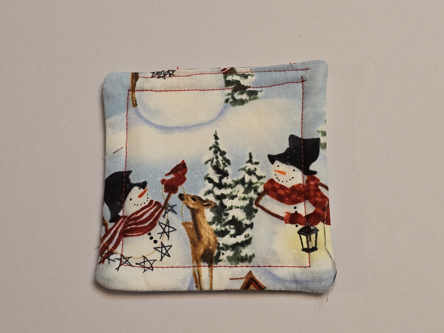 Coaster-Christmas outdoor snowman/double sided