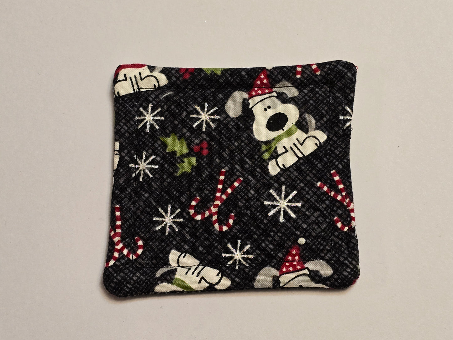 Coaster-Christmas dogs with black back gound/double sided