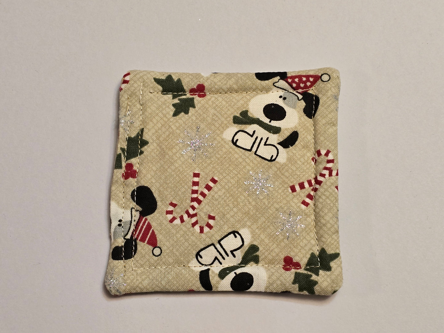 Coaster-Christmas dogs with tan/double sided