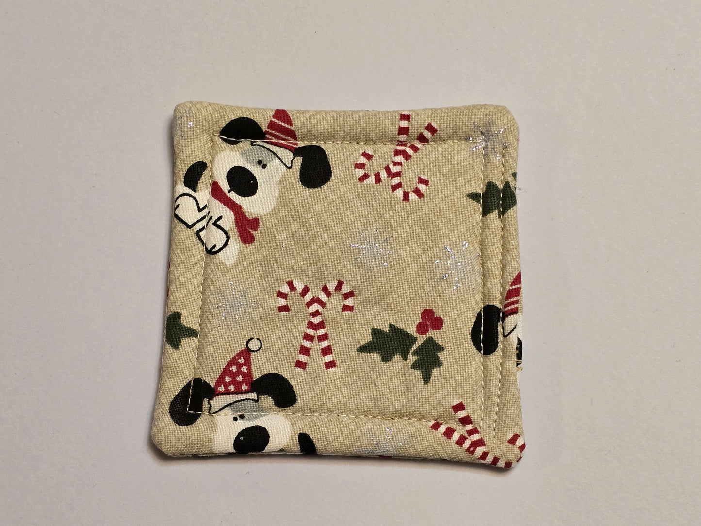 Coaster-Christmas dogs with tan/double sided