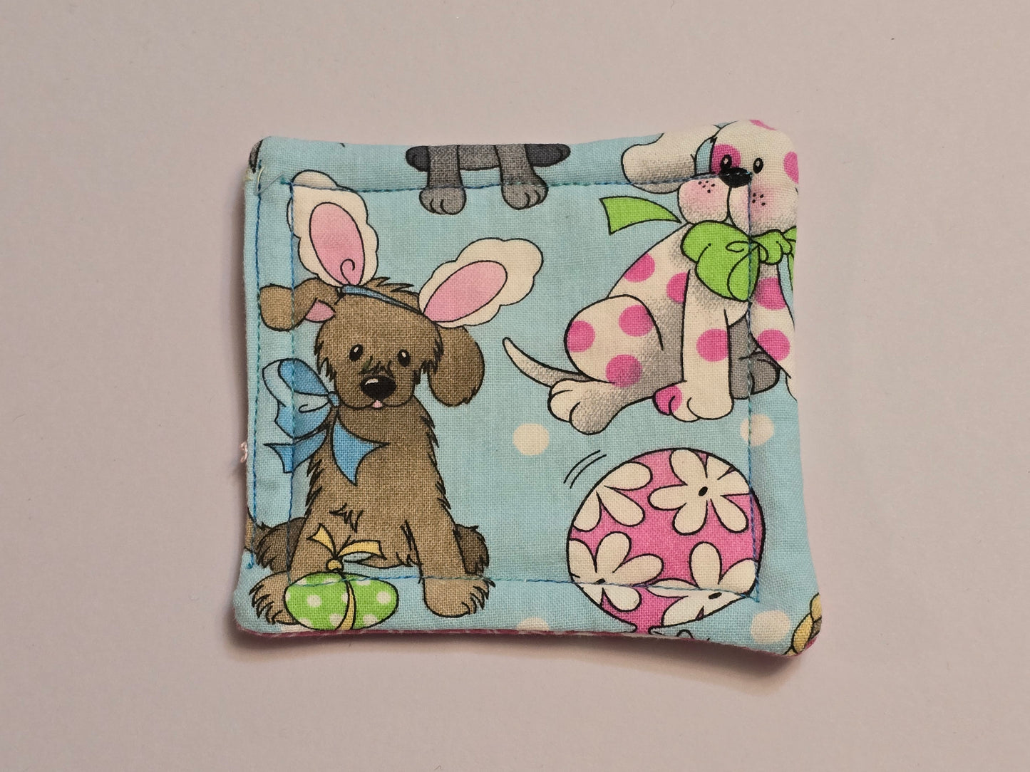 Coaster-Easter bunny dogs/neon paw print