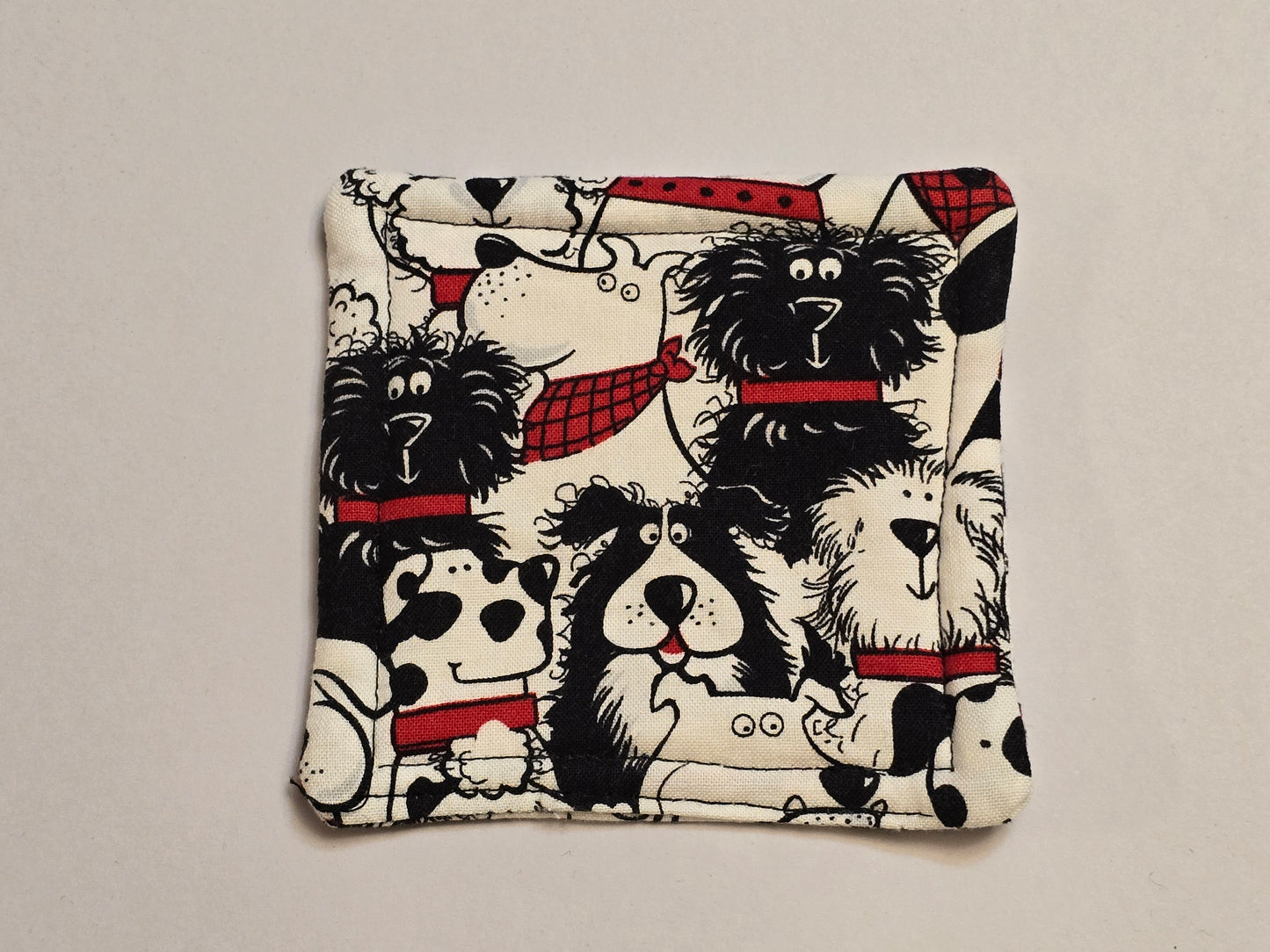 Coaster-Black ands white dogs double sided