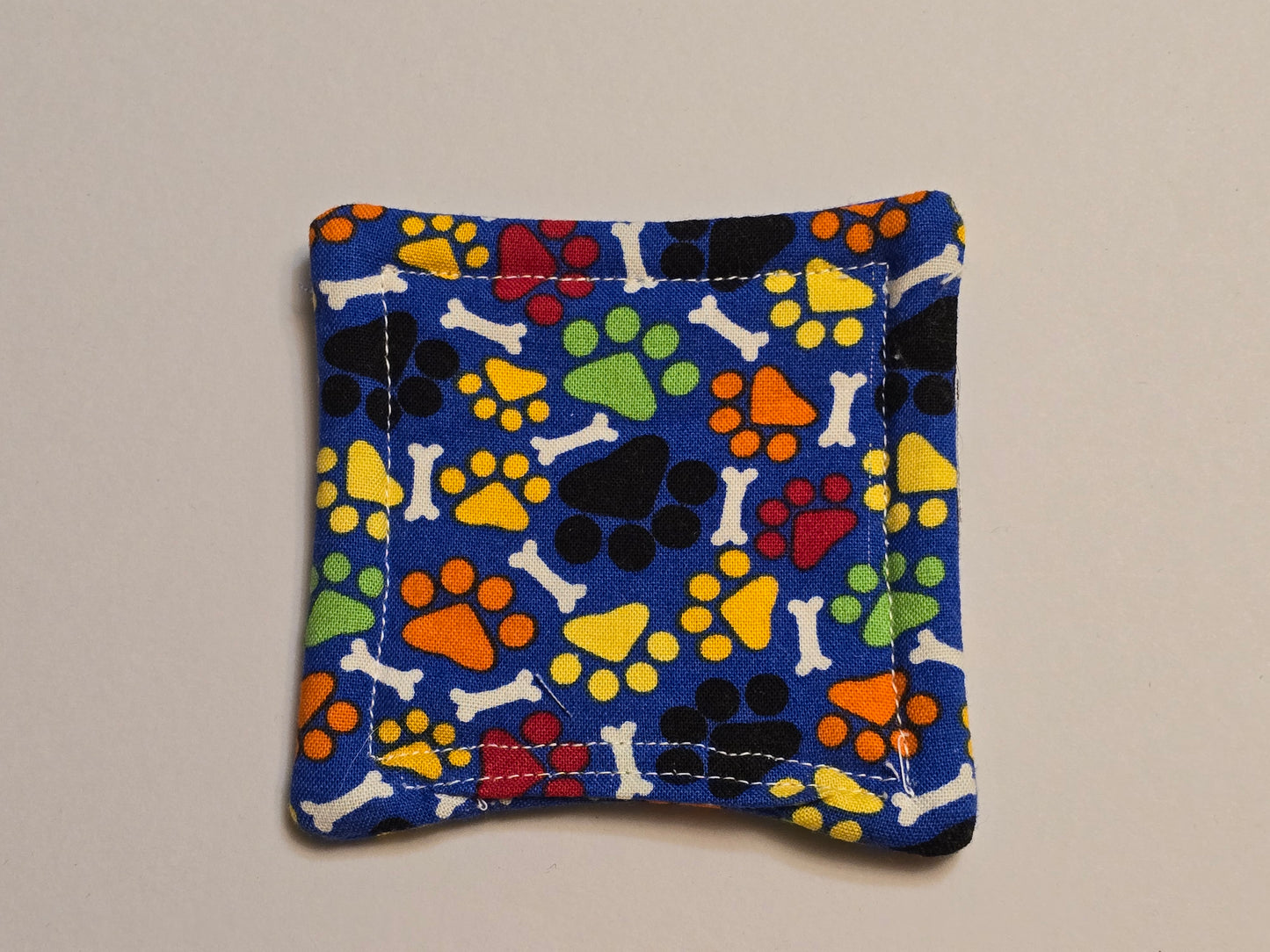 Coaster-Multi color paw print double sided