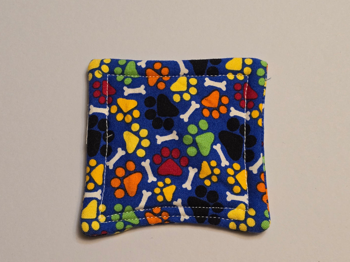 Coaster-Multi color paw print double sided