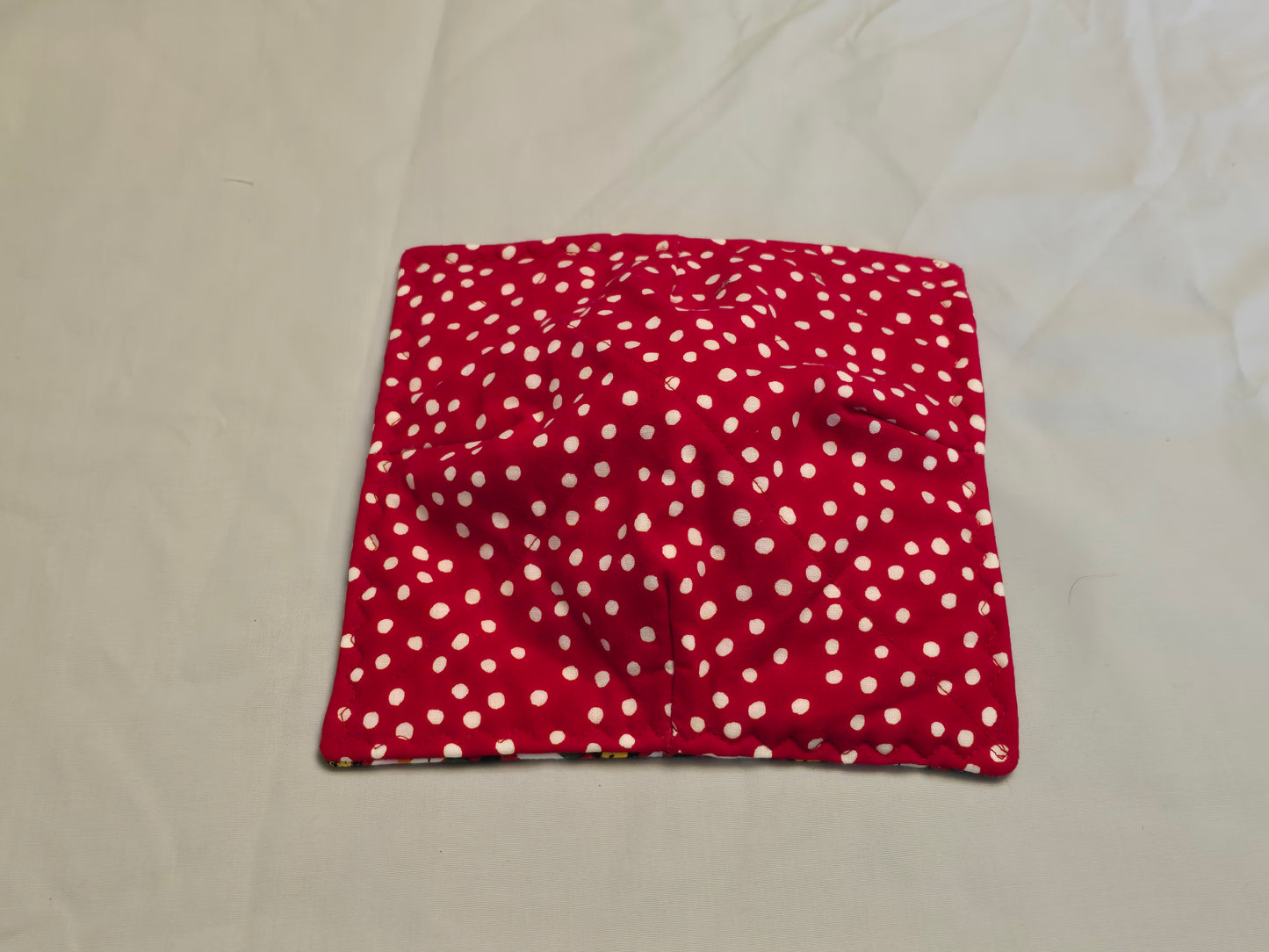 Plate Cozy-Christmas red hat snowman with polka dots