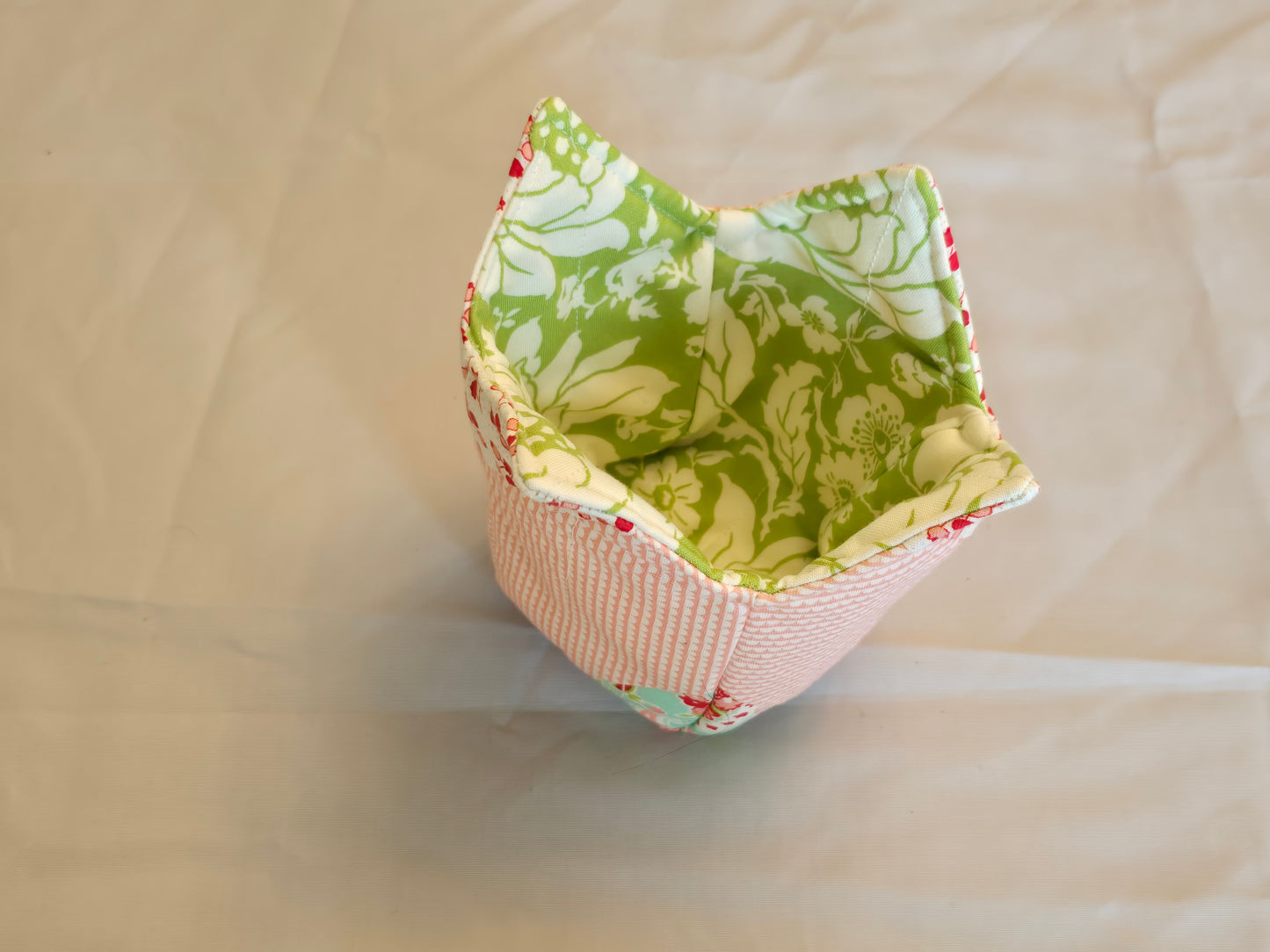 Microwavable Pint Cozy-pink, green, stripe