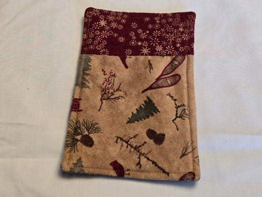 Mug Rug - Multi Fabric-snowshoe and rust with tan and green