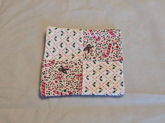 Coaster-candy canes and holly leaves