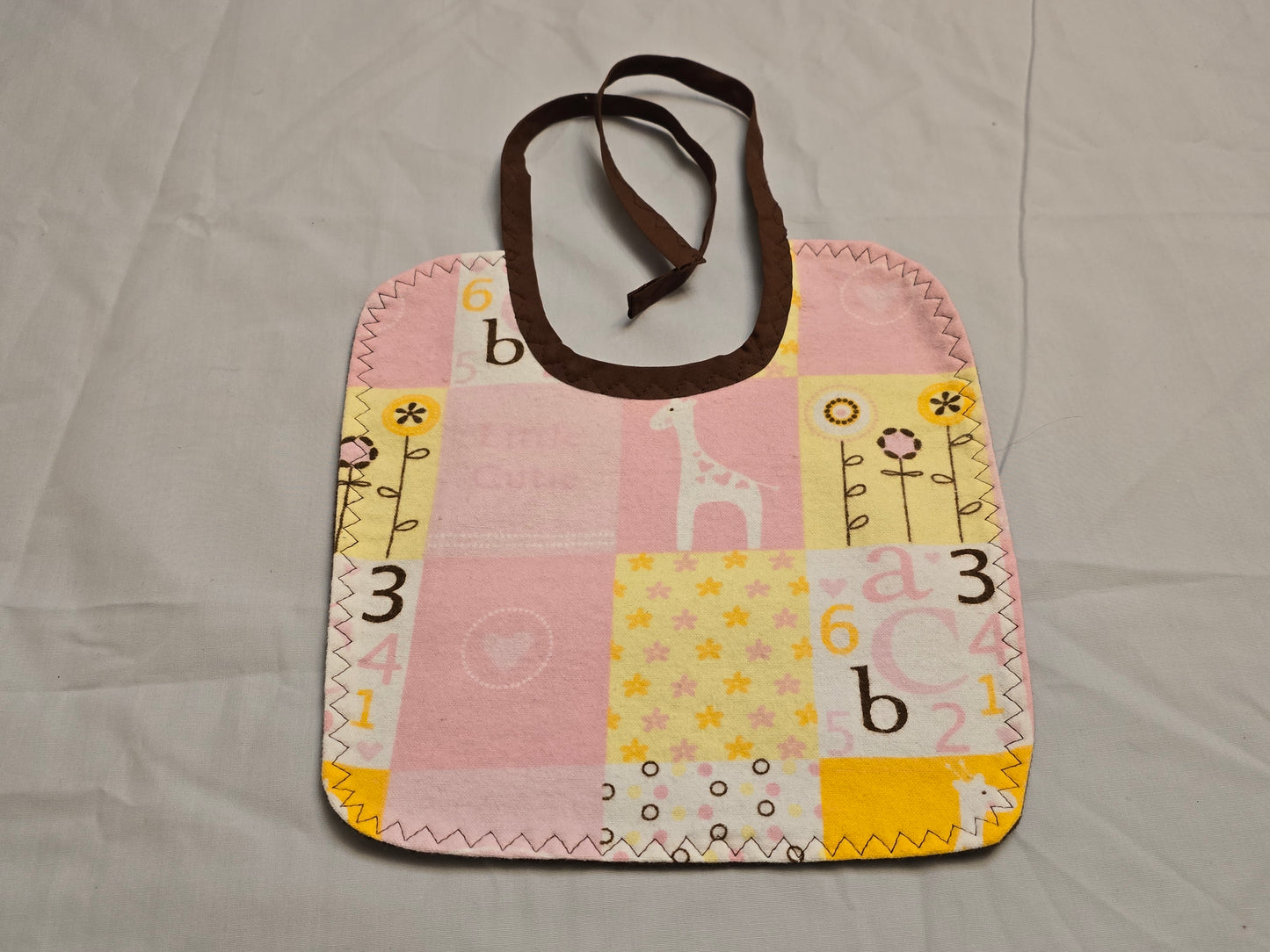 Pink, yellow giraffe Bibs - Medium