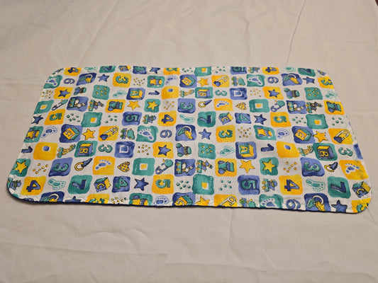 363 pattern Burp Cloth-blue, green with dark blue-neutral