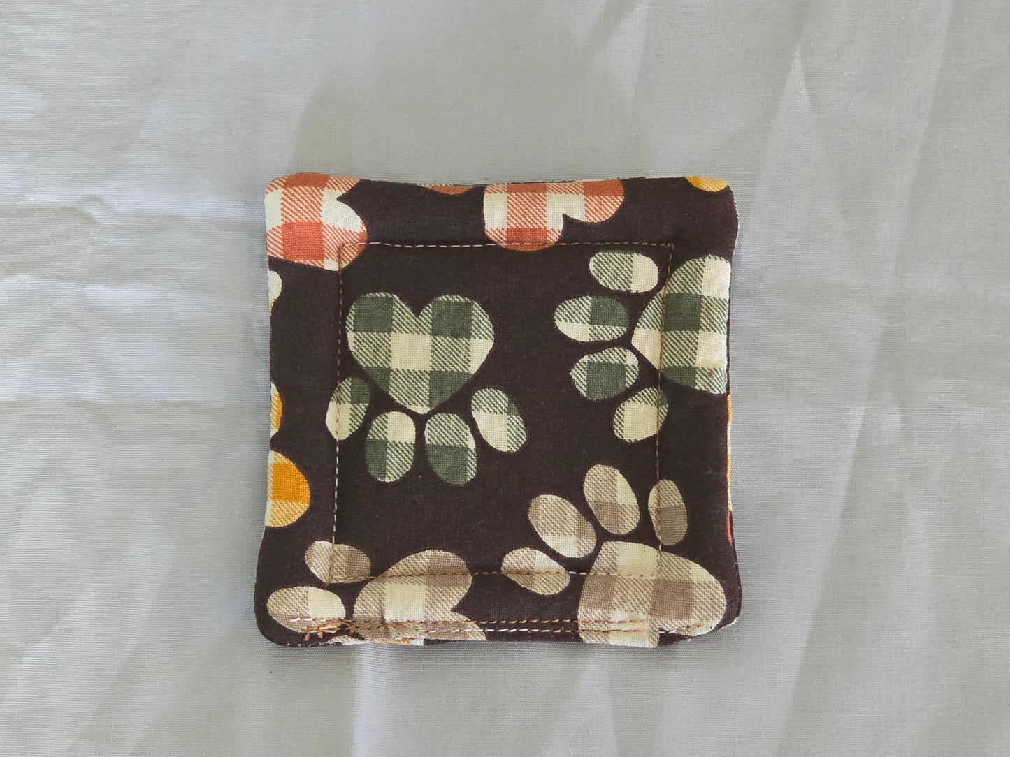 Coaster-Fall Plaid paw print