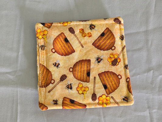 Coaster - Bees and Beehive with Bee and Honeycomb